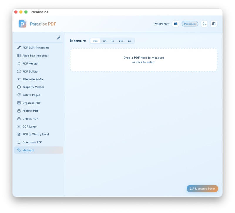 Measure tool in Paradise PDF for Mac