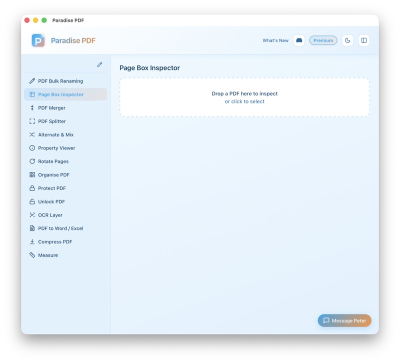 Page Box Inspector in Paradise PDF for Mac